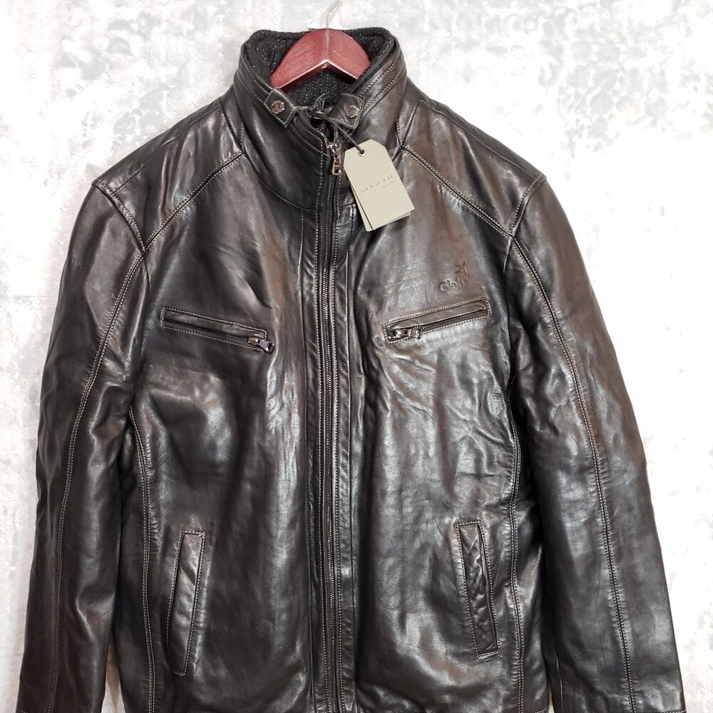 Sly & Co Classic Fit Prague Lambskin Leather Bomber Jacket